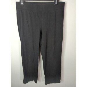 Eileen Fisher Womens Black Organic Cotton Side Hem Pull on Pants Size PM